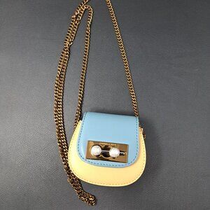 Charles & Keith Mini Horseshoe  Purse  Blue And Yellow